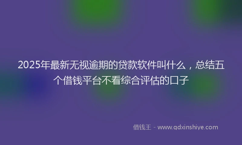 2025年最新无视逾期的贷款软件叫什么，总结五个借钱平台不看综合评估的口子