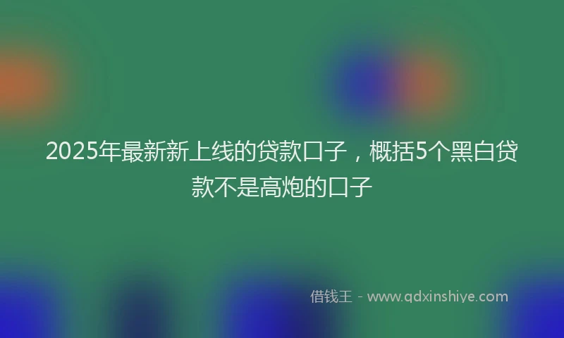 2025年最新新上线的贷款口子，概括5个黑白贷款不是高炮的口子