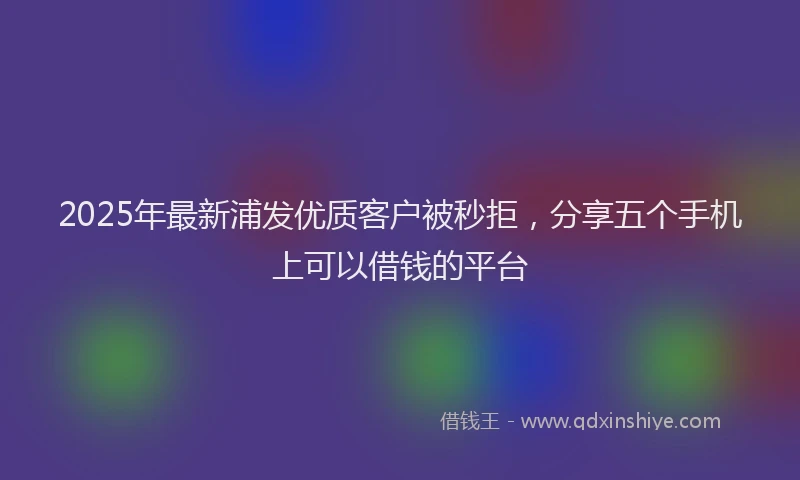 2025年最新浦发优质客户被秒拒，分享五个手机上可以借钱的平台