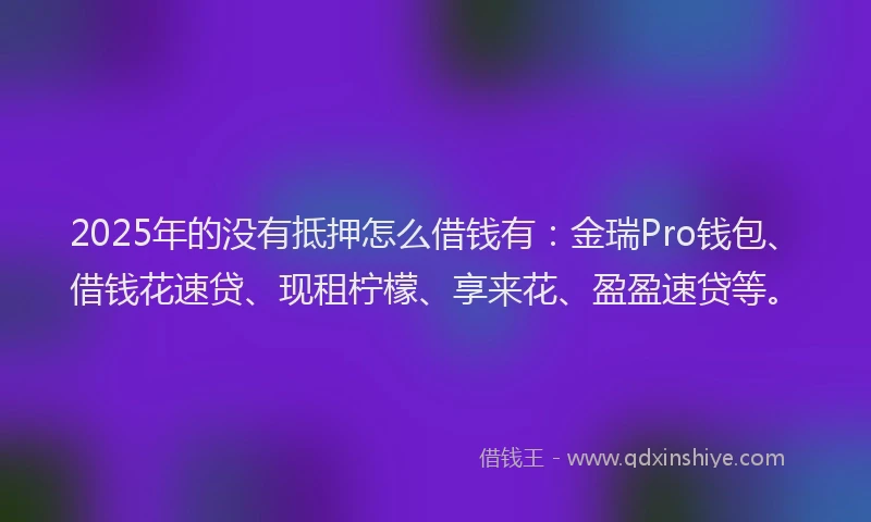 2025年的没有抵押怎么借钱有：金瑞Pro钱包、借钱花速贷、现租柠檬、享来花、盈盈速贷等。