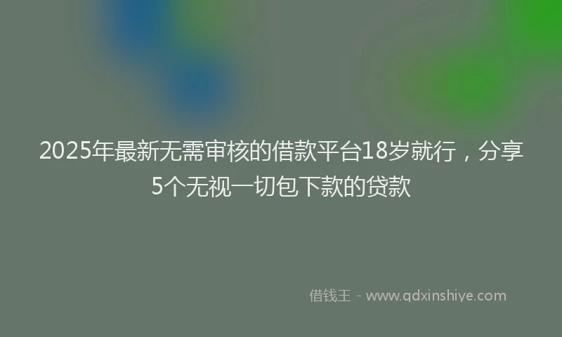 2025年最新无需审核的借款平台18岁就行，分享5个无视一切包下款的贷款