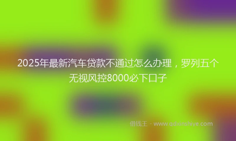 2025年最新汽车贷款不通过怎么办理，罗列五个无视风控8000必下口子