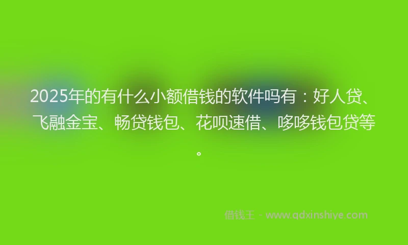 2025年的有什么小额借钱的软件吗有：好人贷、飞融金宝、畅贷钱包、花呗速借、哆哆钱包贷等。