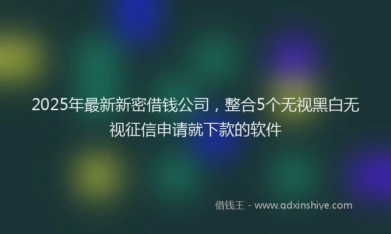 2025年最新新密借钱公司，整合5个无视黑白无视征信申请就下款的软件