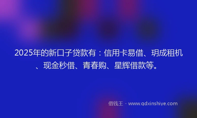 2025年的新口子贷款有：信用卡易借、玥成租机、现金秒借、青春购、星辉借款等。
