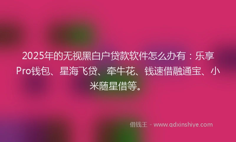 2025年的无视黑白户贷款软件怎么办有：乐享Pro钱包、星海飞贷、牵牛花、钱速借融通宝、小米随星借等。