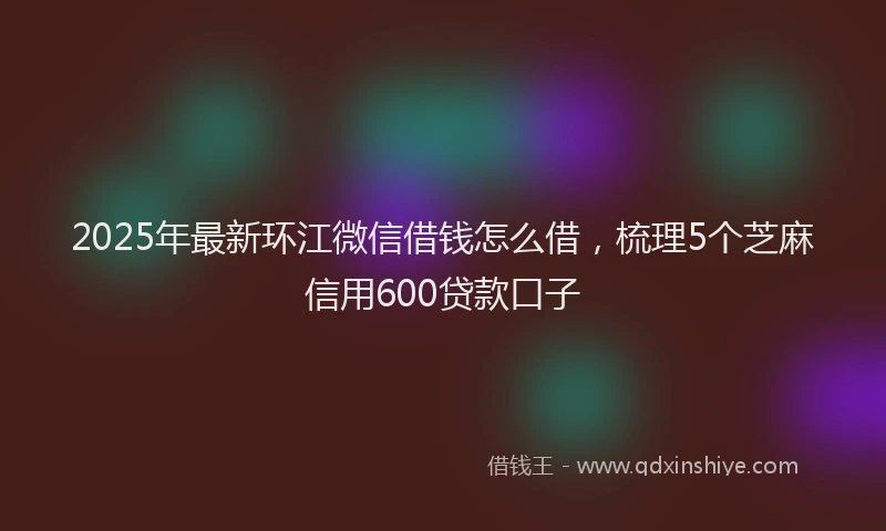 2025年最新环江微信借钱怎么借，梳理5个芝麻信用600贷款口子