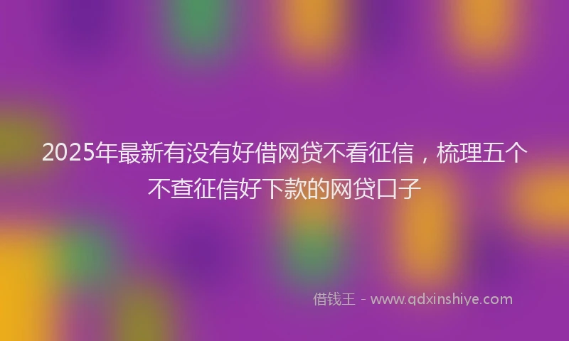 2025年最新有没有好借网贷不看征信，梳理五个不查征信好下款的网贷口子