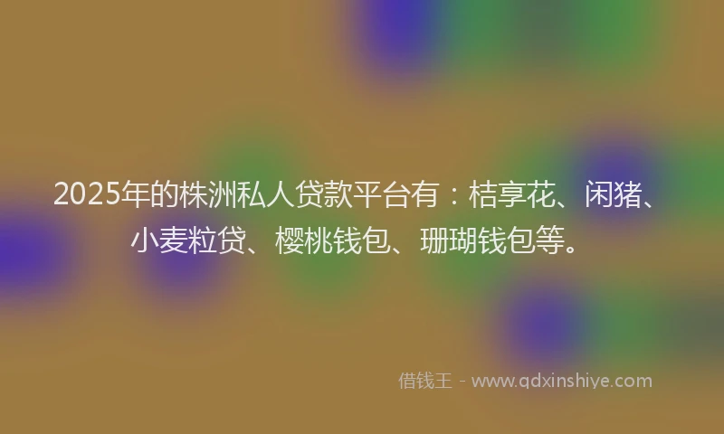 2025年的株洲私人贷款平台有：桔享花、闲猪、小麦粒贷、樱桃钱包、珊瑚钱包等。