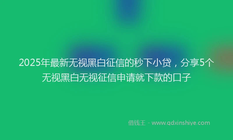2025年最新无视黑白征信的秒下小贷，分享5个无视黑白无视征信申请就下款的口子