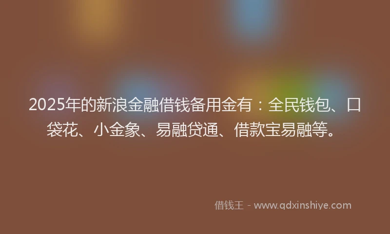2025年的新浪金融借钱备用金有：全民钱包、口袋花、小金象、易融贷通、借款宝易融等。