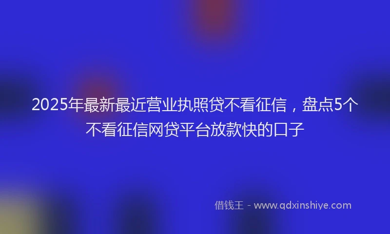 2025年最新最近营业执照贷不看征信，盘点5个不看征信网贷平台放款快的口子