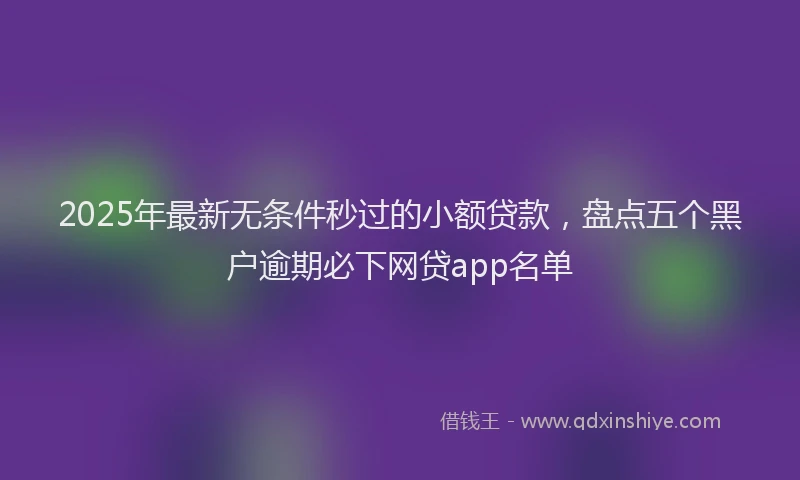 2025年最新无条件秒过的小额贷款，盘点五个黑户逾期必下网贷app名单
