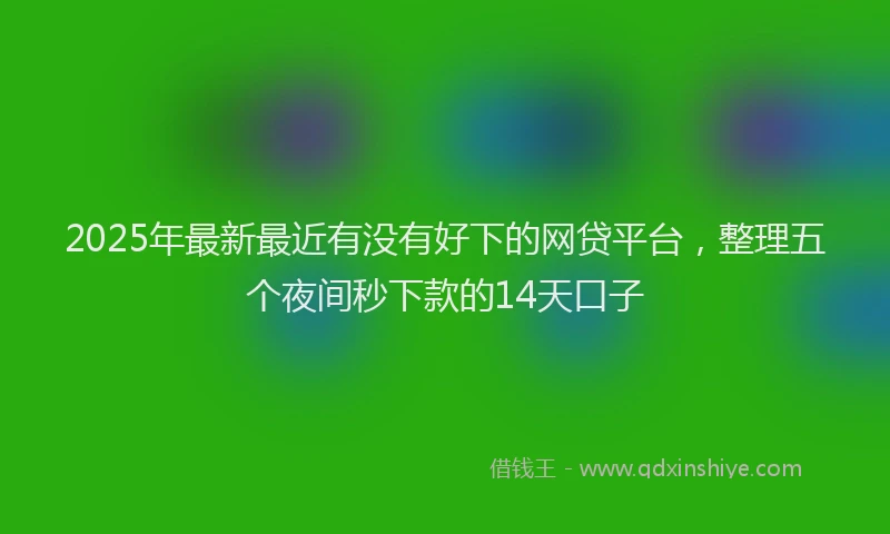 2025年最新最近有没有好下的网贷平台，整理五个夜间秒下款的14天口子