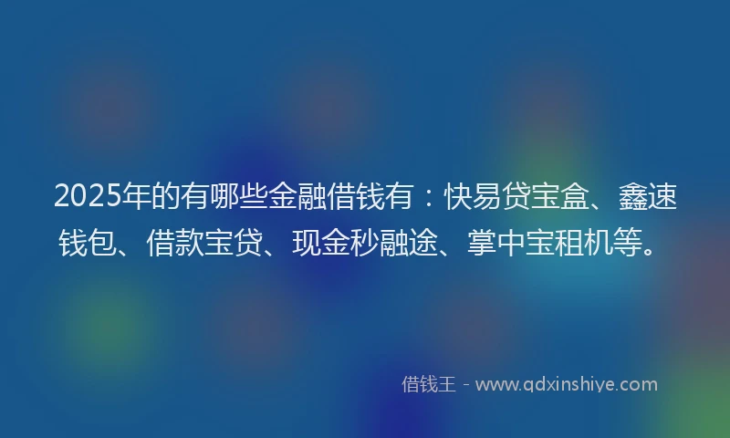 2025年的有哪些金融借钱有：快易贷宝盒、鑫速钱包、借款宝贷、现金秒融途、掌中宝租机等。