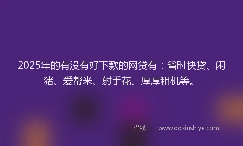 2025年的有没有好下款的网贷有：省时快贷、闲猪、爱帮米、射手花、厚厚租机等。