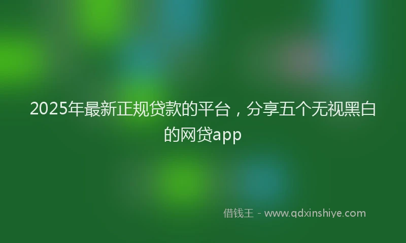 2025年最新正规贷款的平台，分享五个无视黑白的网贷app