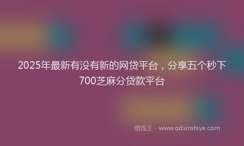 2025年最新有没有新的网贷平台，分享五个秒下700芝麻分贷款平台