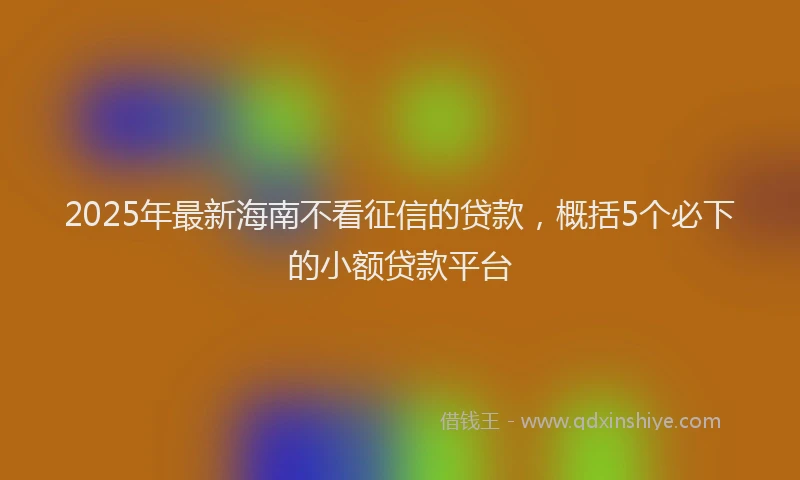 2025年最新海南不看征信的贷款，概括5个必下的小额贷款平台