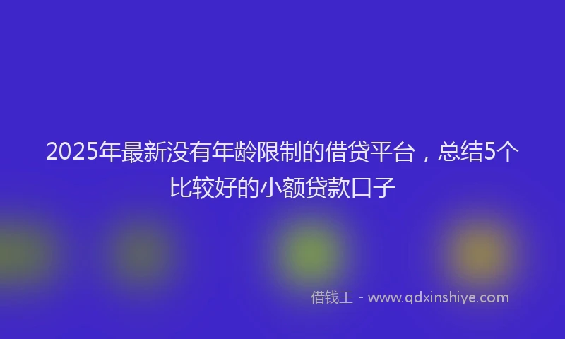 2025年最新没有年龄限制的借贷平台，总结5个比较好的小额贷款口子