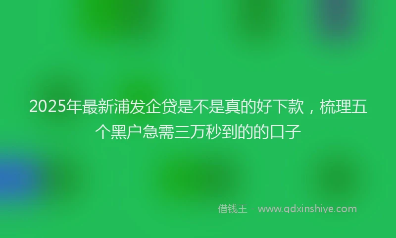 2025年最新浦发企贷是不是真的好下款，梳理五个黑户急需三万秒到的的口子