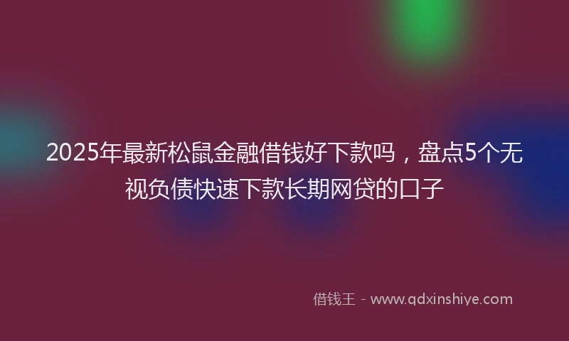 2025年最新松鼠金融借钱好下款吗，盘点5个无视负债快速下款长期网贷的口子