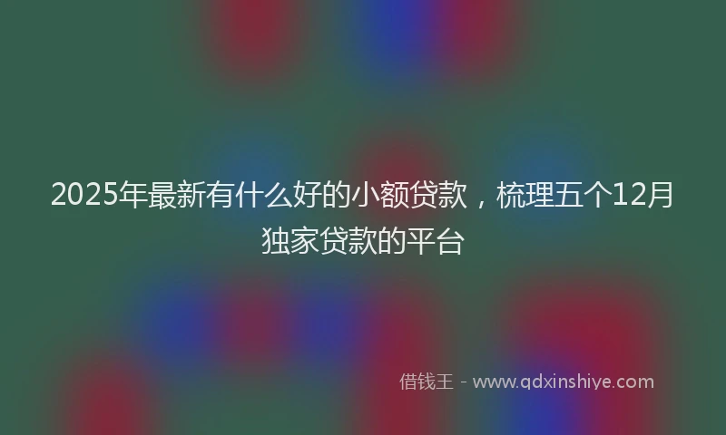 2025年最新有什么好的小额贷款，梳理五个12月独家贷款的平台