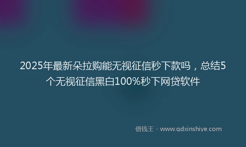 2025年最新朵拉购能无视征信秒下款吗，总结5个无视征信黑白100%秒下网贷软件