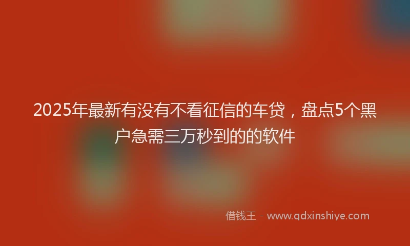 2025年最新有没有不看征信的车贷，盘点5个黑户急需三万秒到的的软件