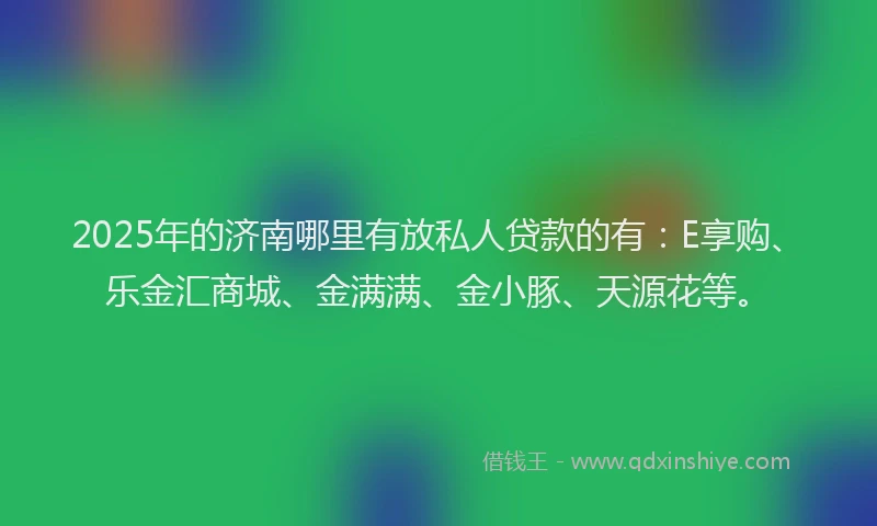 2025年的济南哪里有放私人贷款的有：E享购、乐金汇商城、金满满、金小豚、天源花等。