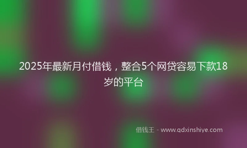 2025年最新月付借钱，整合5个网贷容易下款18岁的平台