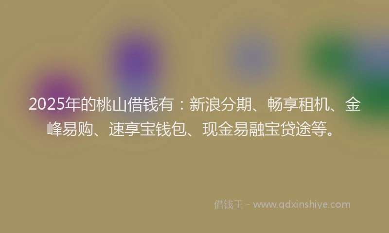 2025年的桃山借钱有：新浪分期、畅享租机、金峰易购、速享宝钱包、现金易融宝贷途等。
