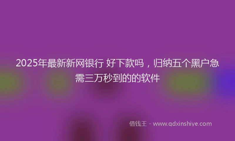 2025年最新新网银行 好下款吗，归纳五个黑户急需三万秒到的的软件