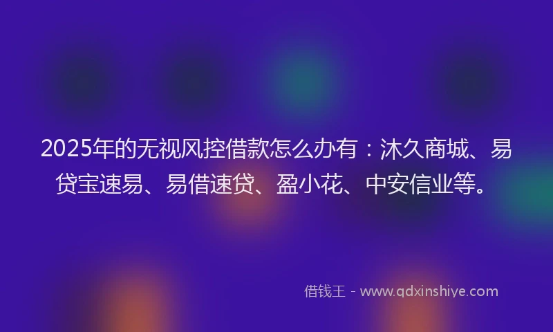 2025年的无视风控借款怎么办有：沐久商城、易贷宝速易、易借速贷、盈小花、中安信业等。