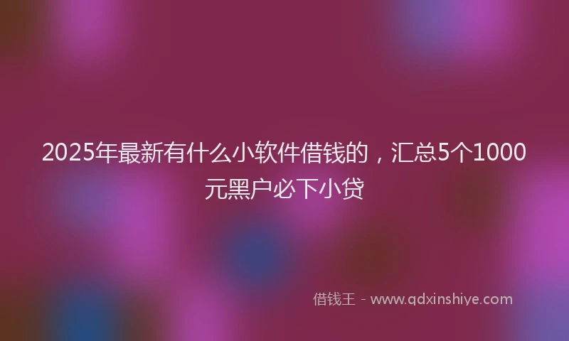 2025年最新有什么小软件借钱的，汇总5个1000元黑户必下小贷