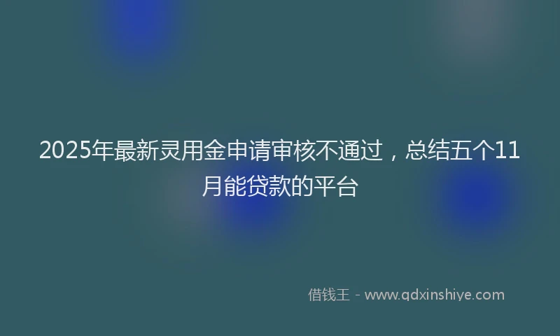 2025年最新灵用金申请审核不通过，总结五个11月能贷款的平台