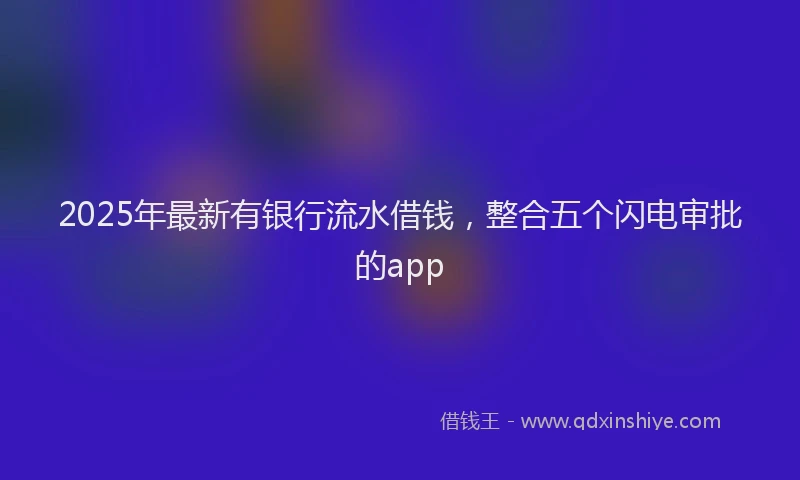 2025年最新有银行流水借钱，整合五个闪电审批的app