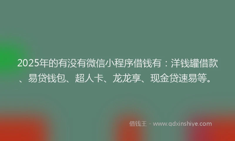 2025年的有没有微信小程序借钱有：洋钱罐借款、易贷钱包、超人卡、龙龙享、现金贷速易等。