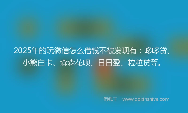 2025年的玩微信怎么借钱不被发现有：哆哆贷、小熊白卡、森森花呗、日日盈、粒粒贷等。