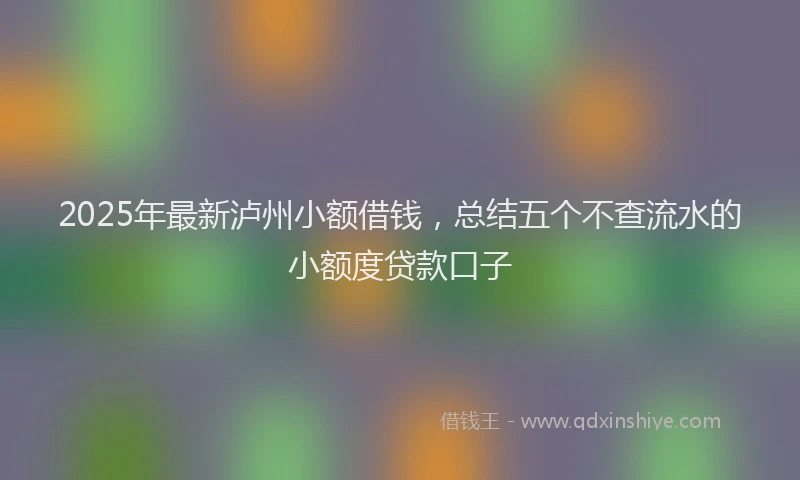2025年最新泸州小额借钱，总结五个不查流水的小额度贷款口子