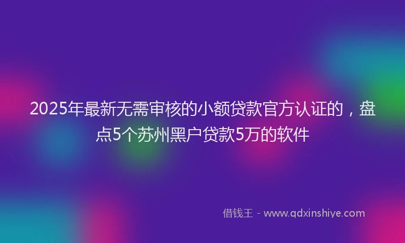 2025年最新无需审核的小额贷款官方认证的，盘点5个苏州黑户贷款5万的软件