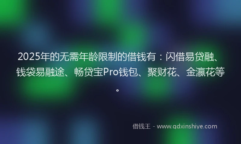 2025年的无需年龄限制的借钱有：闪借易贷融、钱袋易融途、畅贷宝Pro钱包、聚财花、金瀛花等。