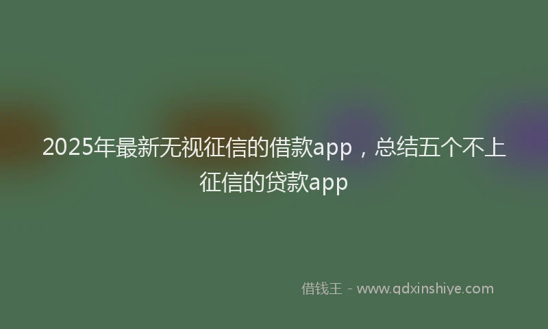 2025年最新无视征信的借款app，总结五个不上征信的贷款app