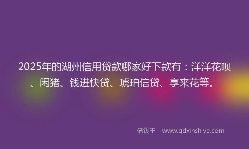 2025年的湖州信用贷款哪家好下款有：洋洋花呗、闲猪、钱进快贷、琥珀信贷、享来花等。