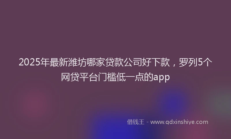 2025年最新潍坊哪家贷款公司好下款，罗列5个网贷平台门槛低一点的app