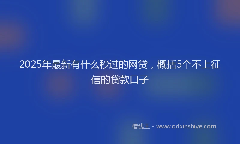 2025年最新有什么秒过的网贷，概括5个不上征信的贷款口子