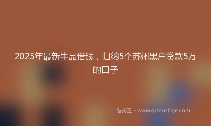 2025年最新牛品借钱，归纳5个苏州黑户贷款5万的口子