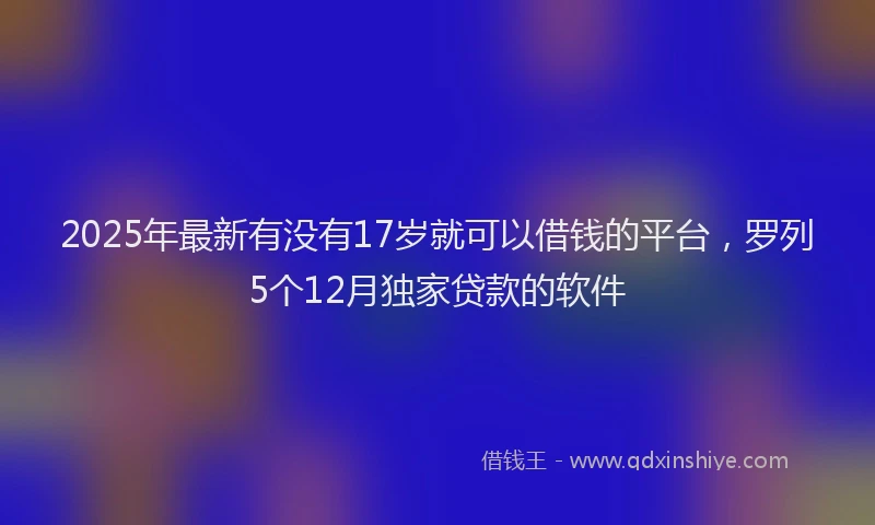 2025年最新有没有17岁就可以借钱的平台，罗列5个12月独家贷款的软件