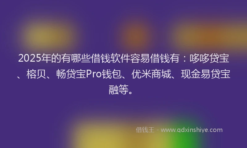 2025年的有哪些借钱软件容易借钱有：哆哆贷宝、榕贝、畅贷宝Pro钱包、优米商城、现金易贷宝融等。