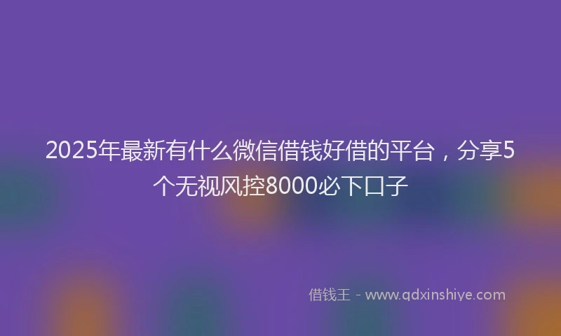 2025年最新有什么微信借钱好借的平台，分享5个无视风控8000必下口子
